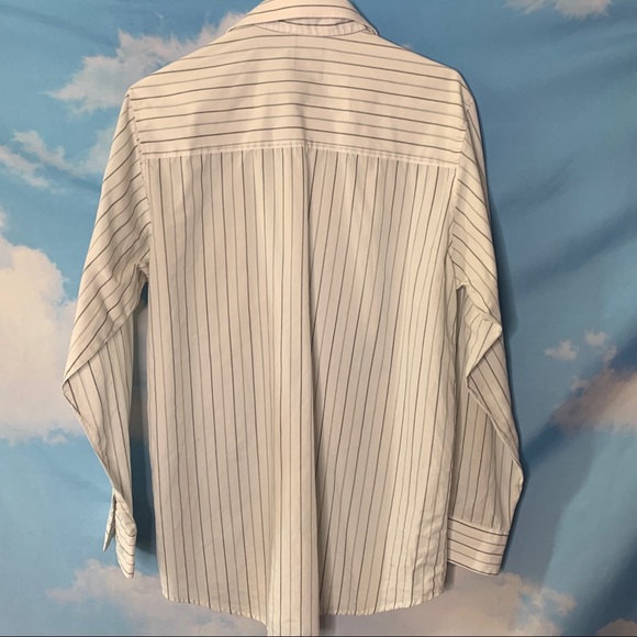 Essential Needs-White Button Up Striped Shirt 15.5 - Picture 6 of 9